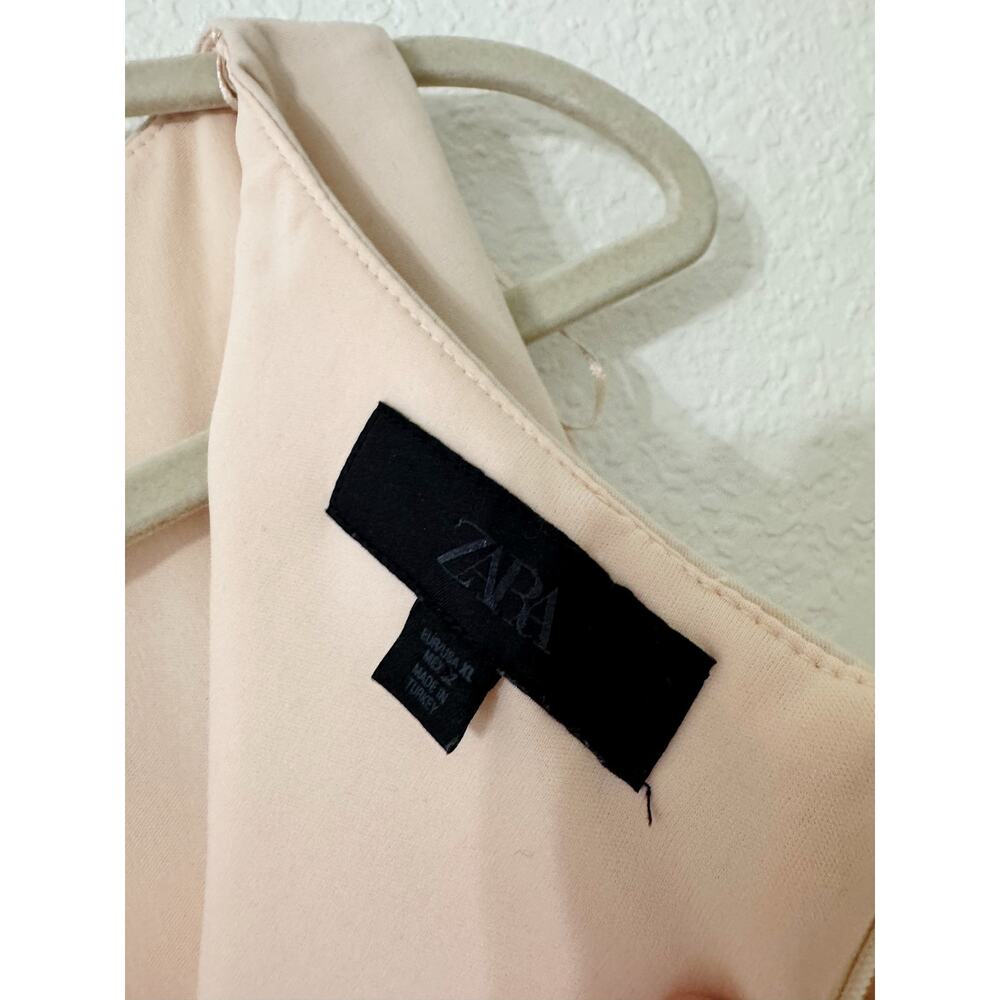 ZARA Blush Pink Sleeveless Shift Mini Dress with Pleated Hem Size XL - Picture 3 of 5